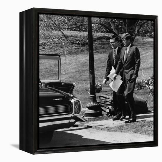 President Kennedy with Theodore Sorensen, His Advisor and Speech Writer, March 1963-null-Framed Stretched Canvas