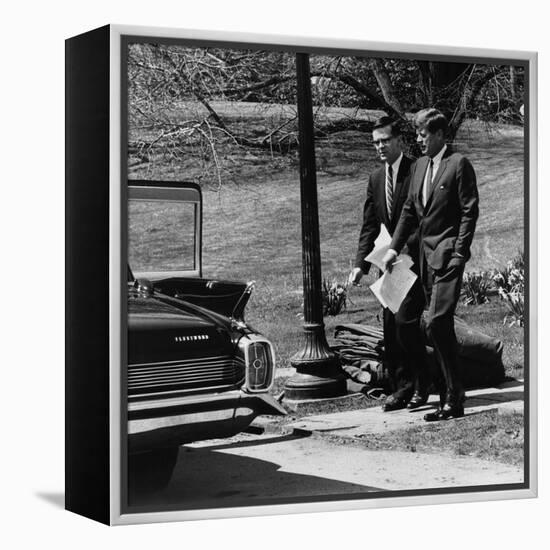 President Kennedy with Theodore Sorensen, His Advisor and Speech Writer, March 1963-null-Framed Stretched Canvas