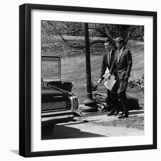 President Kennedy with Theodore Sorensen, His Advisor and Speech Writer, March 1963-null-Framed Photo