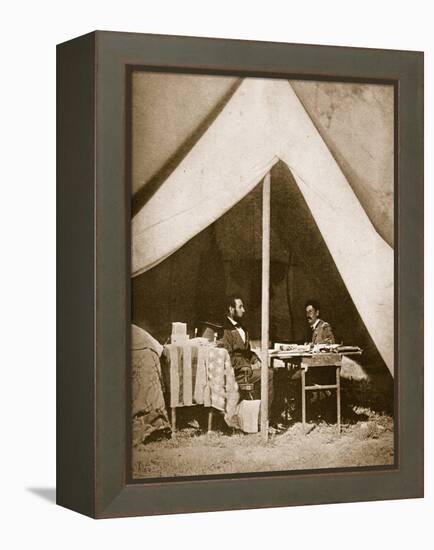 President Lincoln and General Mclellan in Mclellan's Tent, Antietam, 4th October, 1862-Mathew Brady-Framed Premier Image Canvas