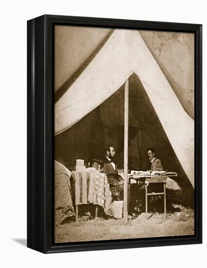 President Lincoln and General Mclellan in Mclellan's Tent, Antietam, 4th October, 1862-Mathew Brady-Framed Premier Image Canvas