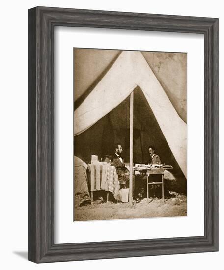 President Lincoln and General Mclellan in Mclellan's Tent, Antietam, 4th October, 1862-Mathew Brady-Framed Giclee Print