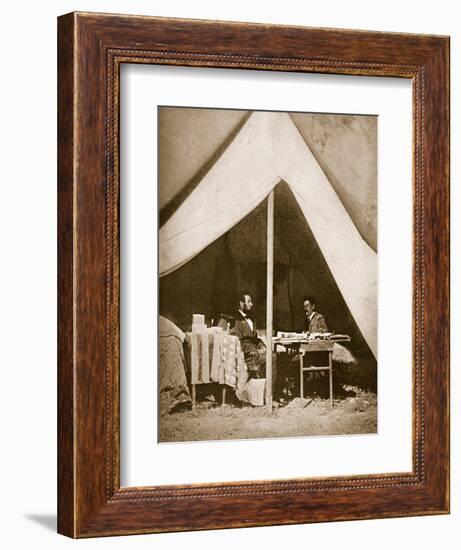 President Lincoln and General Mclellan in Mclellan's Tent, Antietam, 4th October, 1862-Mathew Brady-Framed Giclee Print