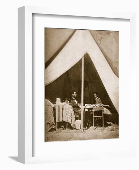 President Lincoln and General Mclellan in Mclellan's Tent, Antietam, 4th October, 1862-Mathew Brady-Framed Giclee Print