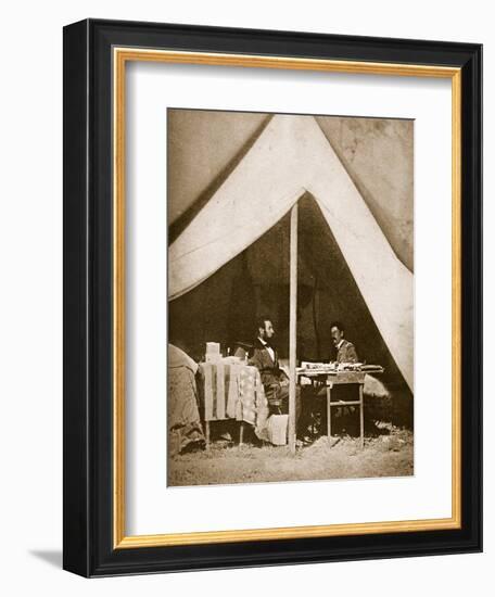 President Lincoln and General Mclellan in Mclellan's Tent, Antietam, 4th October, 1862-Mathew Brady-Framed Giclee Print