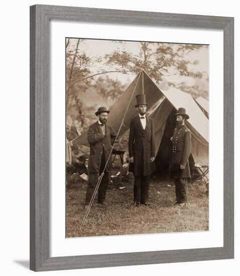 President Lincoln on the Battlefield of Antietam, Maryland, October 2, 1862-Alexander Gardner-Framed Art Print