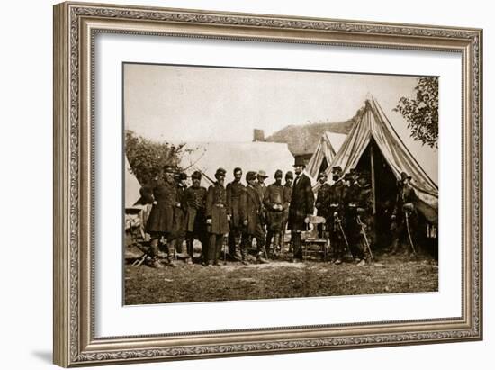 President Lincoln Visiting the Camp at Antietam, 1892-Mathew Brady-Framed Giclee Print