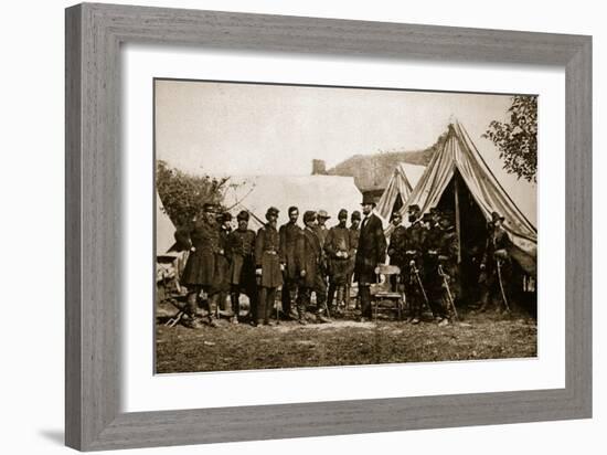 President Lincoln Visiting the Camp at Antietam, 1892-Mathew Brady-Framed Giclee Print