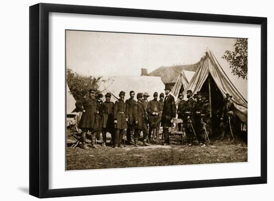 President Lincoln Visiting the Camp at Antietam, 1892-Mathew Brady-Framed Giclee Print