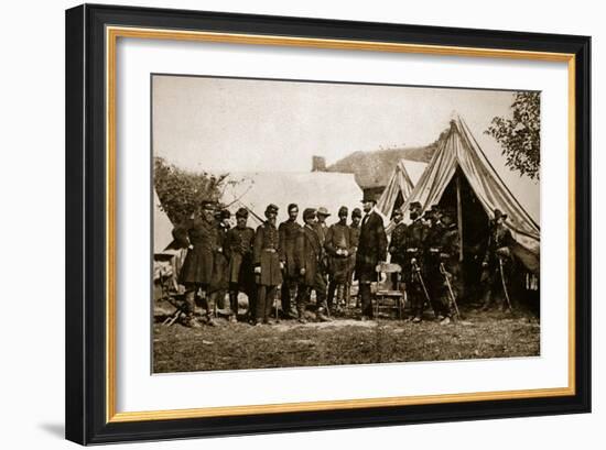 President Lincoln Visiting the Camp at Antietam, 1892-Mathew Brady-Framed Giclee Print