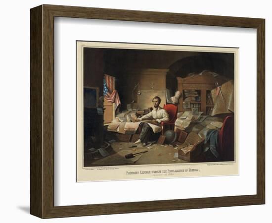 President Lincoln Writing the Proclamation of Freedom-null-Framed Giclee Print