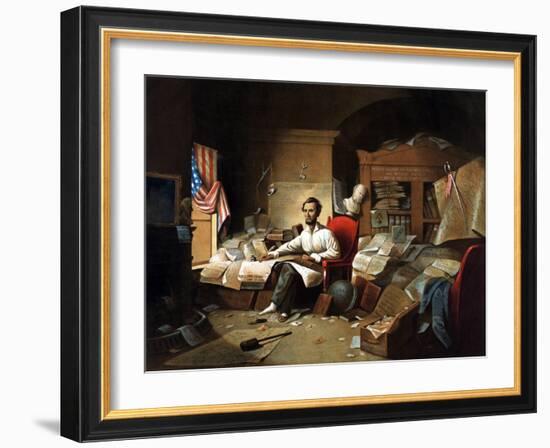 President Lincoln Writing the Proclamation of Freedom-null-Framed Giclee Print