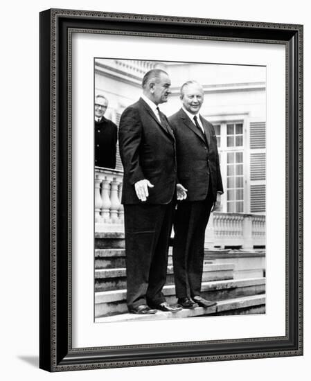 President Lyndon Johnson and West German Chancellor, Kurt Georg Kiesinger, April 24, 1967-null-Framed Photo