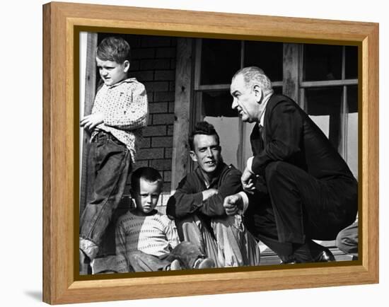 President Lyndon Johnson in Conversation the Tom Fletcher Family of Inez, Kentucky-null-Framed Stretched Canvas