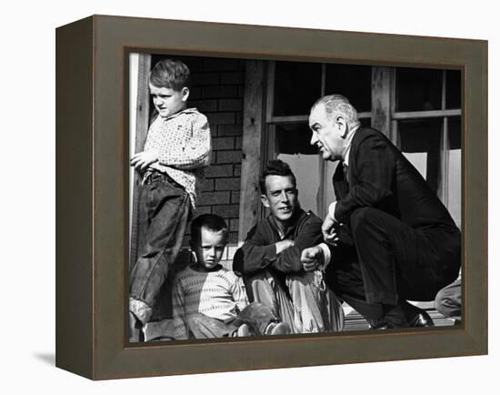 President Lyndon Johnson in Conversation the Tom Fletcher Family of Inez, Kentucky-null-Framed Stretched Canvas