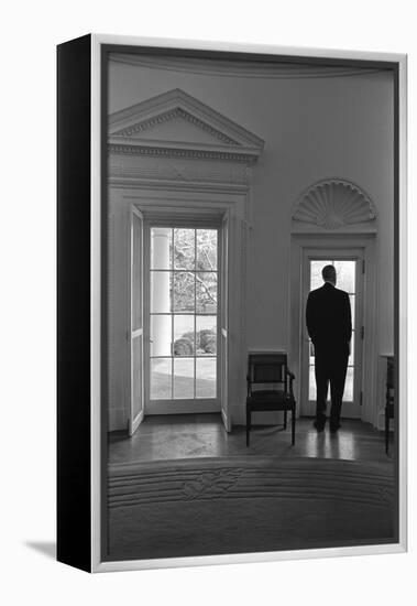 President Lyndon Johnson Looking Out Doorway of the Oval Office, Jan. 24, 1066-null-Framed Stretched Canvas