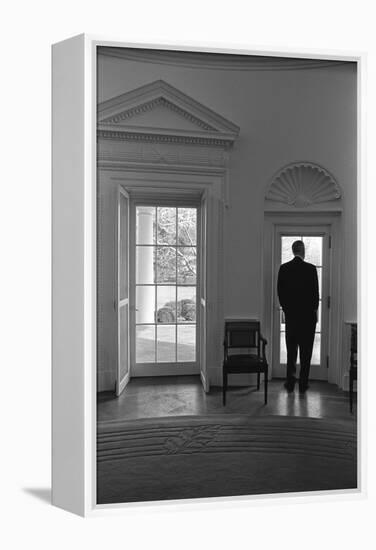 President Lyndon Johnson Looking Out Doorway of the Oval Office, Jan. 24, 1066-null-Framed Stretched Canvas