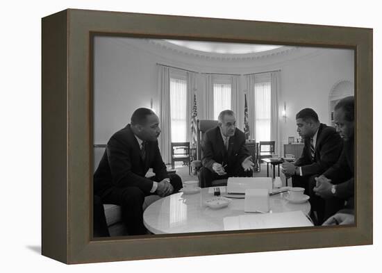 President Lyndon Johnson Meets with Civil Rights Leaders in Jan. 18, 1964-null-Framed Stretched Canvas