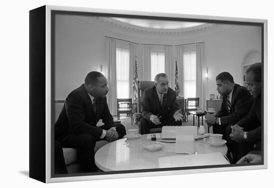 President Lyndon Johnson Meets with Civil Rights Leaders in Jan. 18, 1964-null-Framed Stretched Canvas