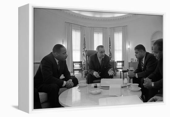 President Lyndon Johnson Meets with Civil Rights Leaders in Jan. 18, 1964-null-Framed Stretched Canvas