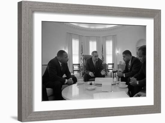 President Lyndon Johnson Meets with Civil Rights Leaders in Jan. 18, 1964-null-Framed Photo