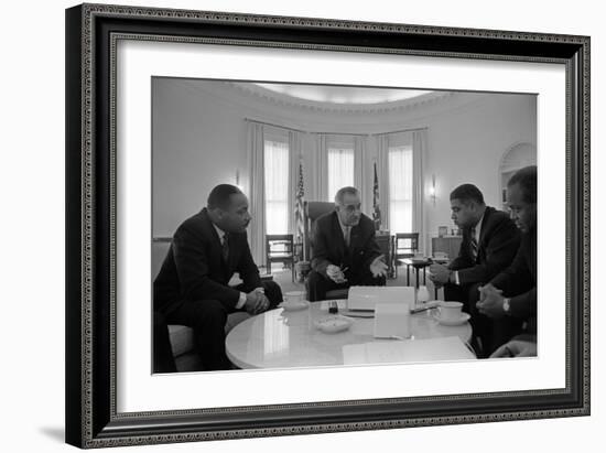 President Lyndon Johnson Meets with Civil Rights Leaders in Jan. 18, 1964-null-Framed Photo