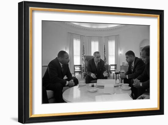 President Lyndon Johnson Meets with Civil Rights Leaders in Jan. 18, 1964-null-Framed Photo