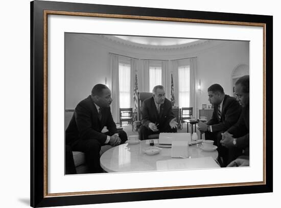 President Lyndon Johnson Meets with Civil Rights Leaders in Jan. 18, 1964-null-Framed Photo