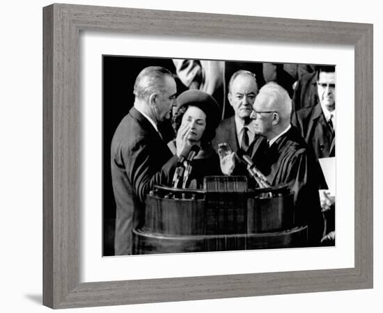 President Lyndon Johnson Takes the Oath of Office at His 1964 Inauguration-null-Framed Photo