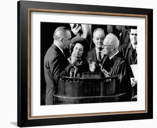 President Lyndon Johnson Takes the Oath of Office at His 1964 Inauguration-null-Framed Photo