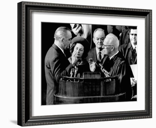 President Lyndon Johnson Takes the Oath of Office at His 1964 Inauguration-null-Framed Photo