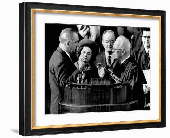 President Lyndon Johnson Takes the Oath of Office at His 1964 Inauguration-null-Framed Photo