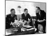 President Lyndon Johnson with Gen William Westmoreland and Defense Secretary Robert McNamara-null-Mounted Photo