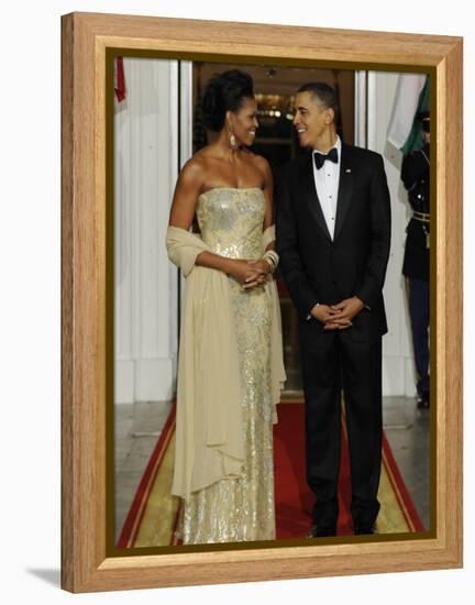 President Obama and First Lady before Welcoming India's Prime Minister and His Wife to State Dinner-null-Framed Premier Image Canvas