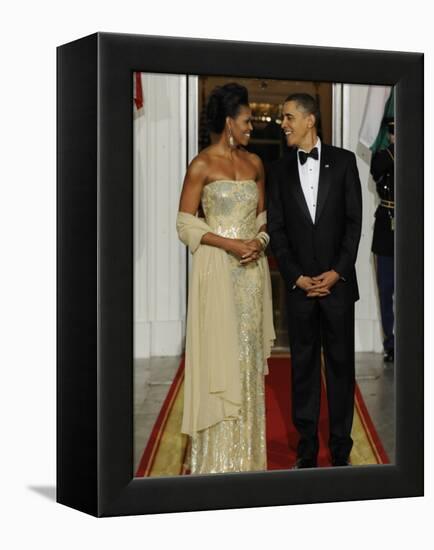 President Obama and First Lady before Welcoming India's Prime Minister and His Wife to State Dinner-null-Framed Premier Image Canvas