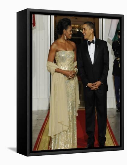 President Obama and First Lady before Welcoming India's Prime Minister and His Wife to State Dinner-null-Framed Premier Image Canvas