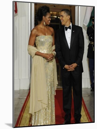 President Obama and First Lady before Welcoming India's Prime Minister and His Wife to State Dinner-null-Mounted Photographic Print
