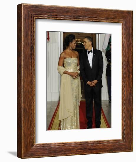 President Obama and First Lady before Welcoming India's Prime Minister and His Wife to State Dinner--Framed Photographic Print