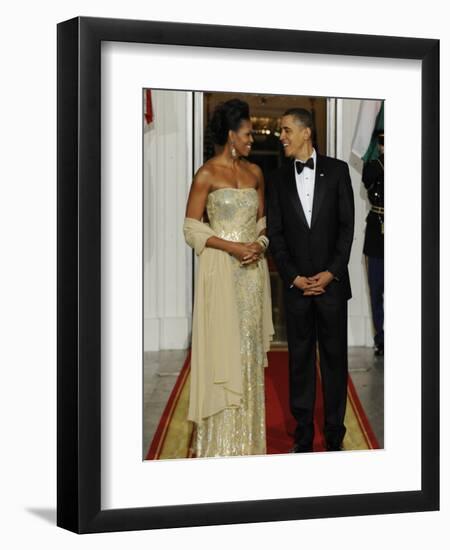 President Obama and First Lady before Welcoming India's Prime Minister and His Wife to State Dinner-null-Framed Photographic Print