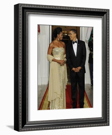 President Obama and First Lady before Welcoming India's Prime Minister and His Wife to State Dinner-null-Framed Photographic Print