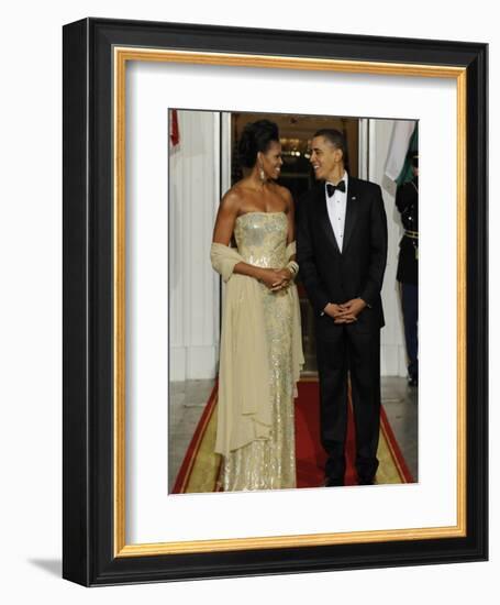 President Obama and First Lady before Welcoming India's Prime Minister and His Wife to State Dinner-null-Framed Photographic Print