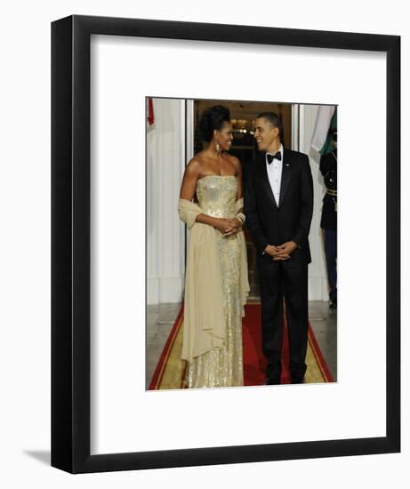 President Obama and First Lady before Welcoming India's Prime Minister and His Wife to State Dinner-null-Framed Photographic Print