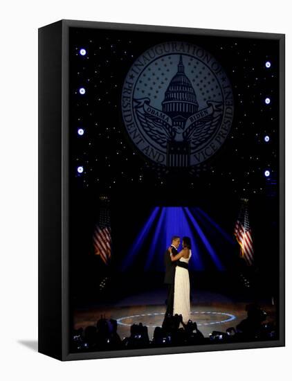 President Obama and First Lady Michelle Obama Dance, Neighborhood Inaugural Ball, January 20, 2009-null-Framed Premier Image Canvas