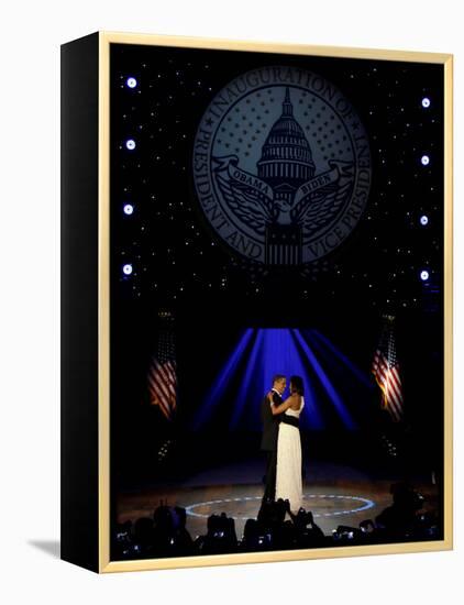 President Obama and First Lady Michelle Obama Dance, Neighborhood Inaugural Ball, January 20, 2009-null-Framed Premier Image Canvas