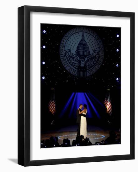 President Obama and First Lady Michelle Obama Dance, Neighborhood Inaugural Ball, January 20, 2009-null-Framed Photographic Print