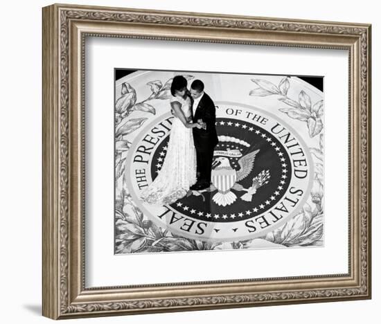 President Obama and The First Lady (b/w)-Celebrity Photography-Framed Art Print