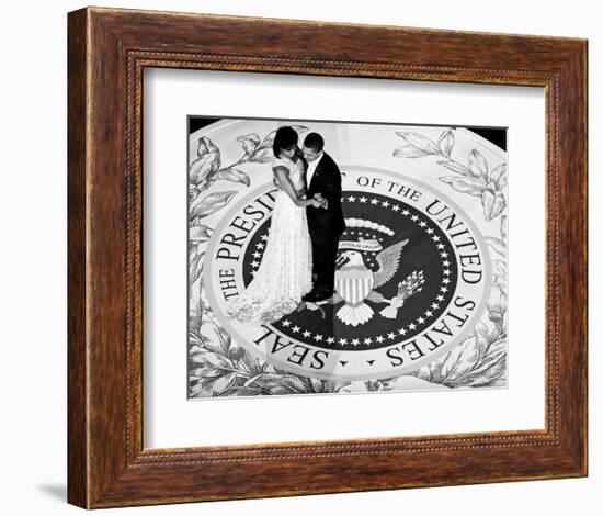 President Obama and The First Lady (b/w)-Celebrity Photography-Framed Art Print