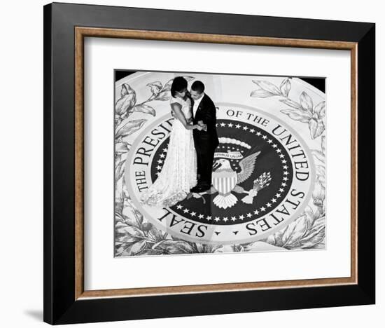 President Obama and The First Lady (b/w)-Celebrity Photography-Framed Art Print