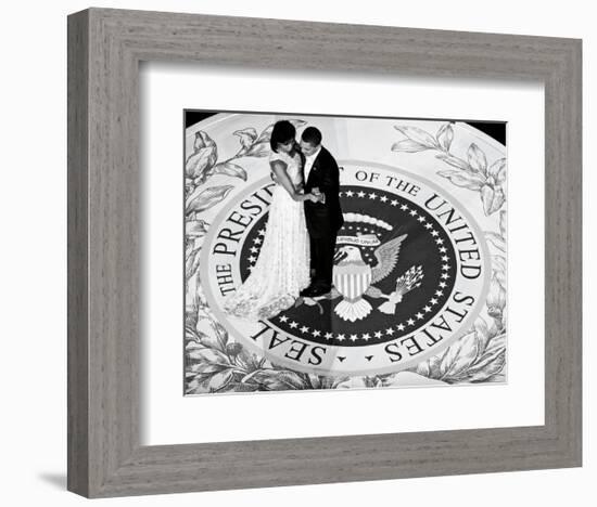 President Obama and The First Lady (b/w)-Celebrity Photography-Framed Art Print