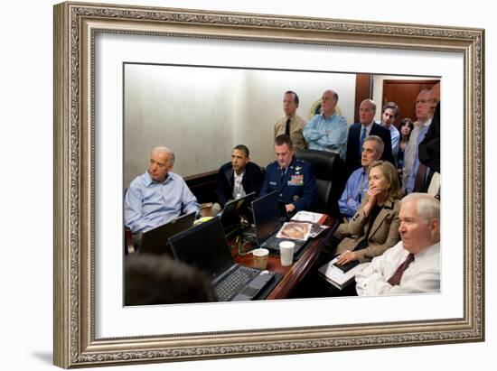 President Obama before statement to the media of the mission against Osama bin Laden, May 1, 2011-null-Framed Photo